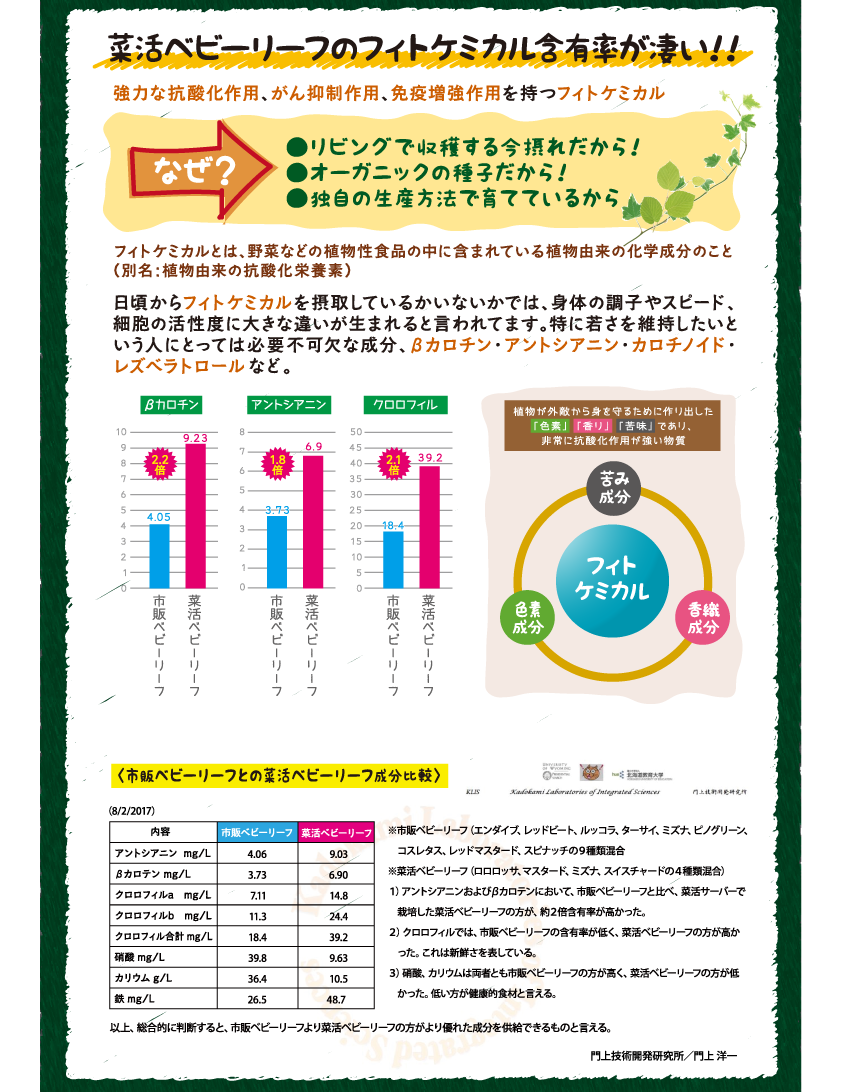 菜活ベビーリーフのフィトケミカル含有率が凄い